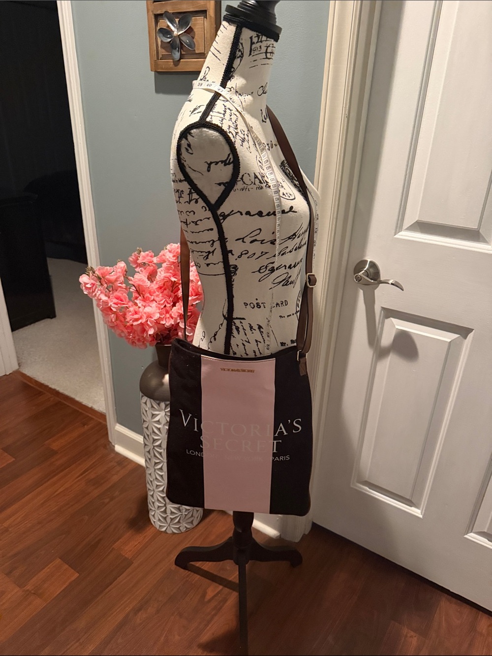 Victoria's Secret Black and Pink Crossbody Tote